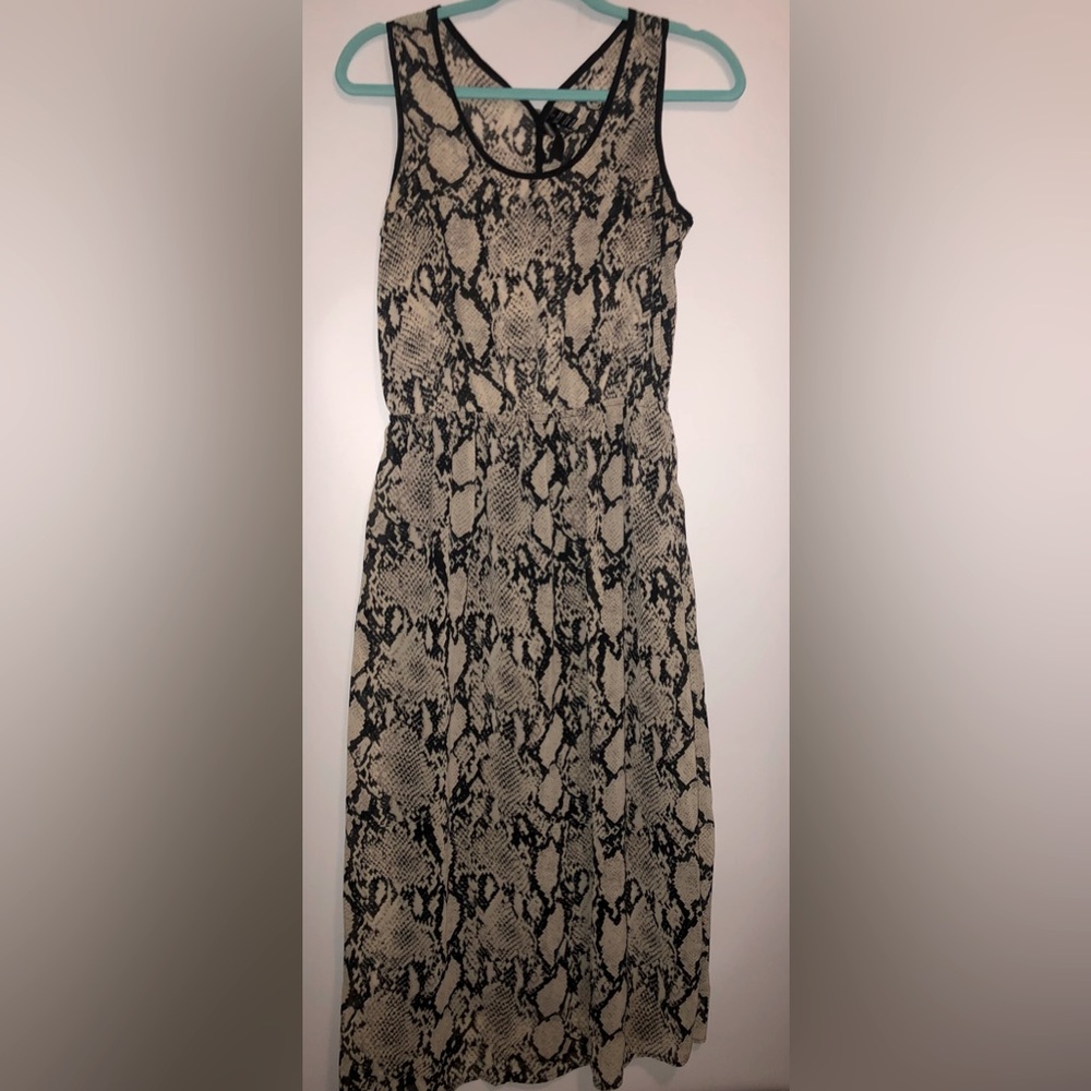 Fun and Flirt Maxi Dress Snake Print Cutout Back S